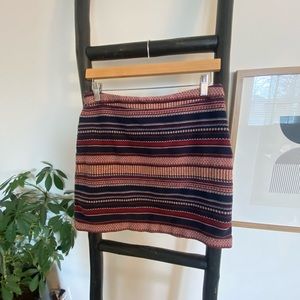 Hollister Textured Tribal Boho Embroidered Striped 100% Cotton Navy Blue Sz 7